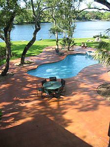 Acid stains were the coloring agent for this outdoor patio.