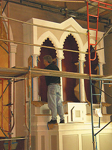 Working on faux marble columns